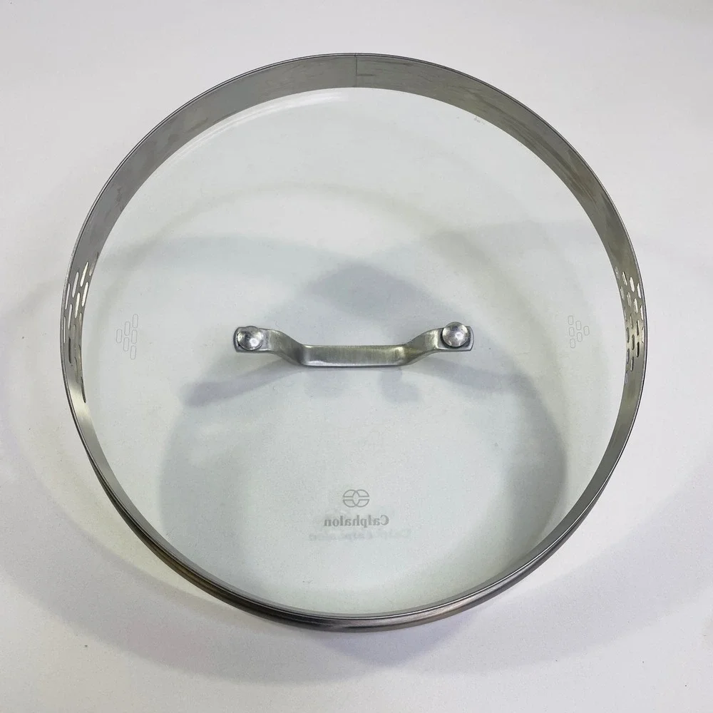 Calphalon 10 Inch Glass Straining Lid Stainless Steel Rim Replacement Cover